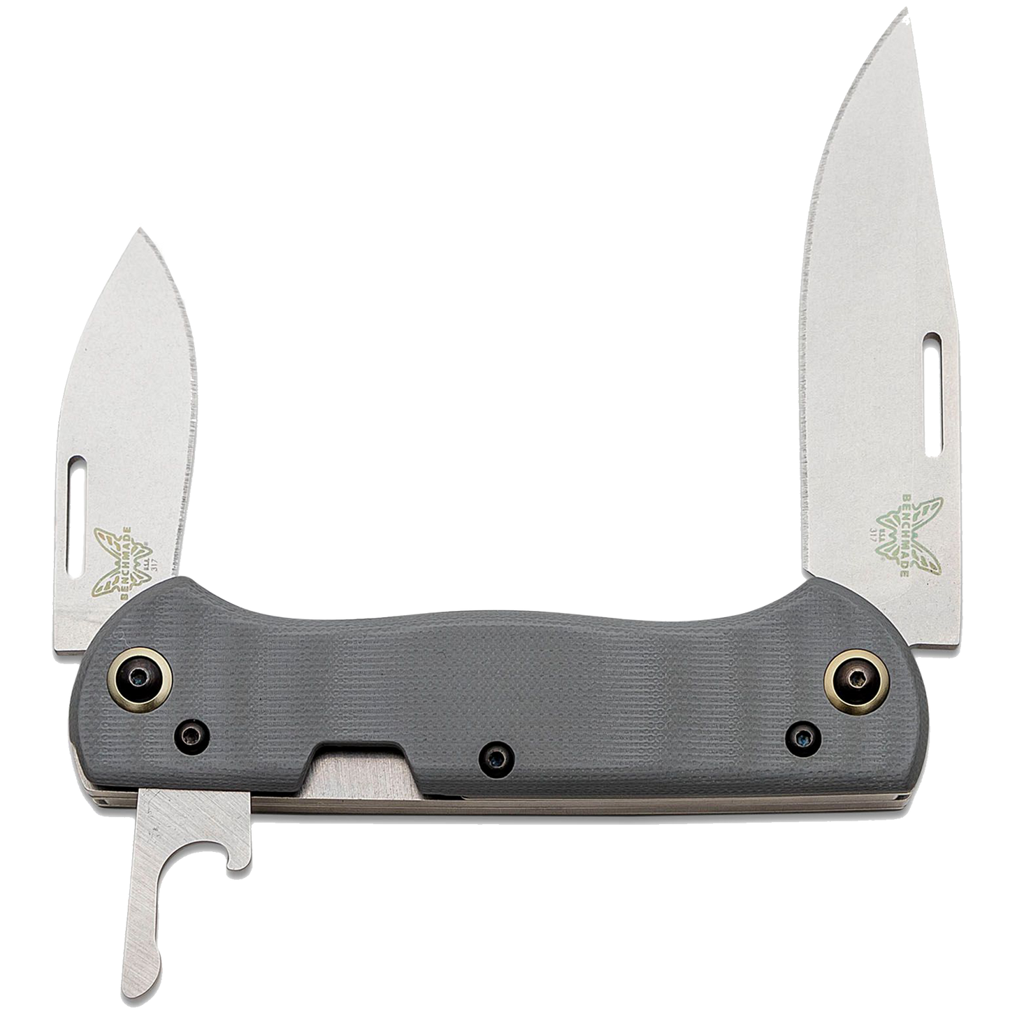 317 Weekender 2-Blade Slipjoint Folding Knife 2.97" Satin S30V Clip Point and Drop Point Blades, Cool Gray G10 Handles