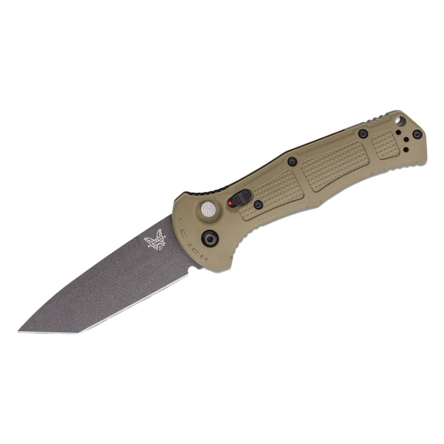 9071BK-1 Claymore AUTO Folding Knife 3.6" CPM-D2 Cobalt Black Tanto Plain Blade, Ranger Green Grivory Handles