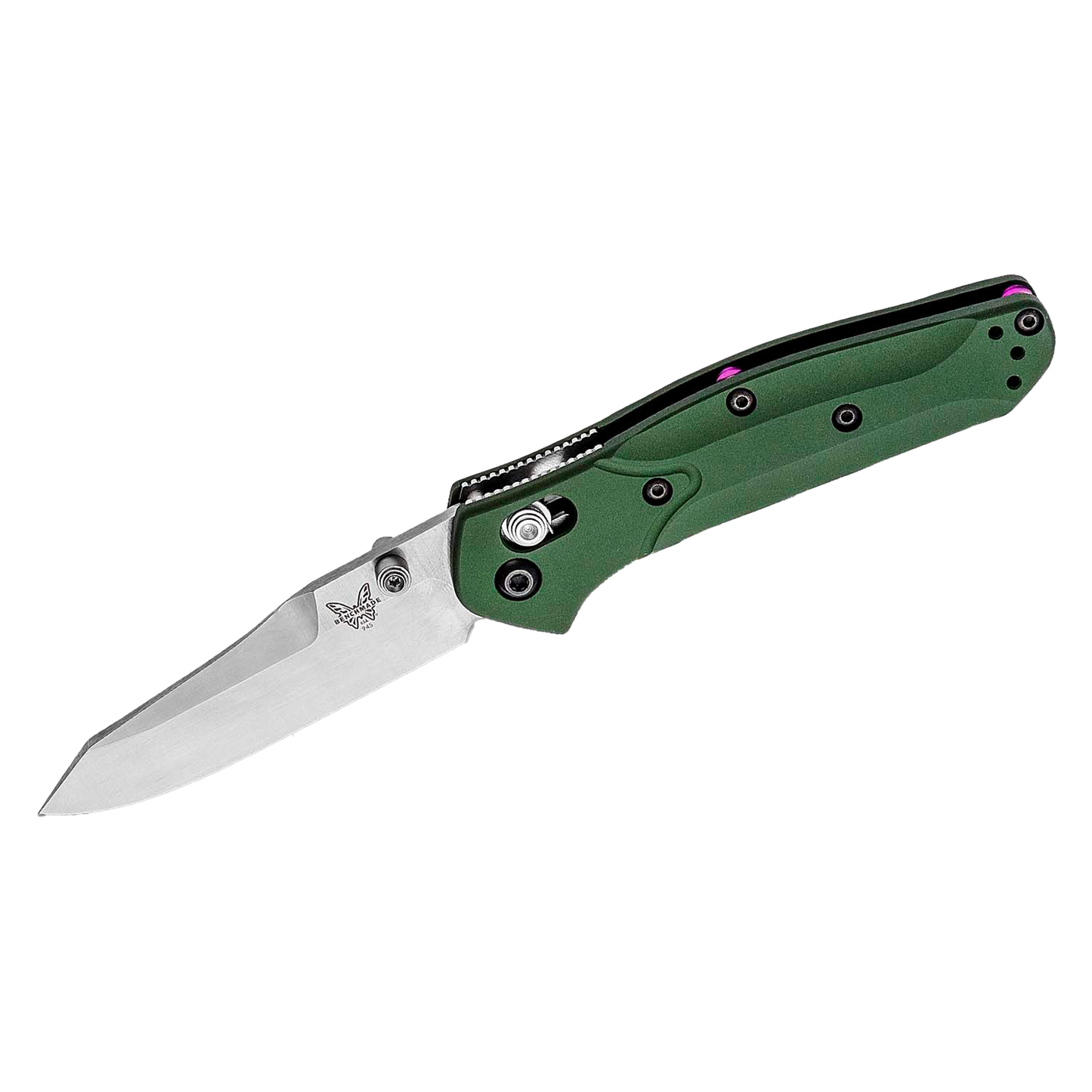 945 Mini Osborne Folding Knife 2.92" S30V Satin Plain Blade, Green Aluminum Handles