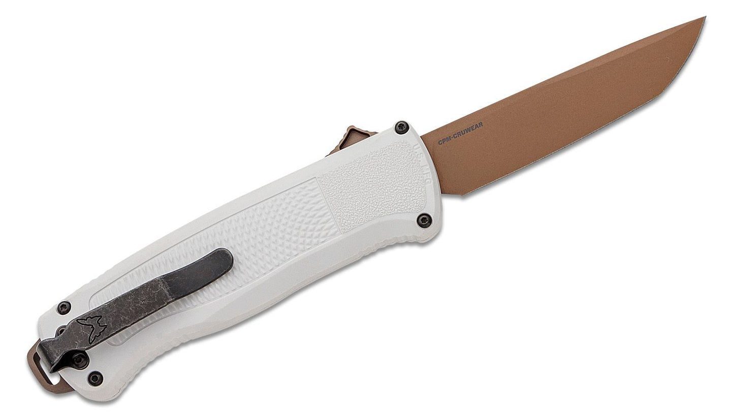 5370FE-02 Shootout OTF AUTO Knife 3.51" CPM-CruWear Flat Dark Earth Tanto Blade, Cool Gray Grivory Handles