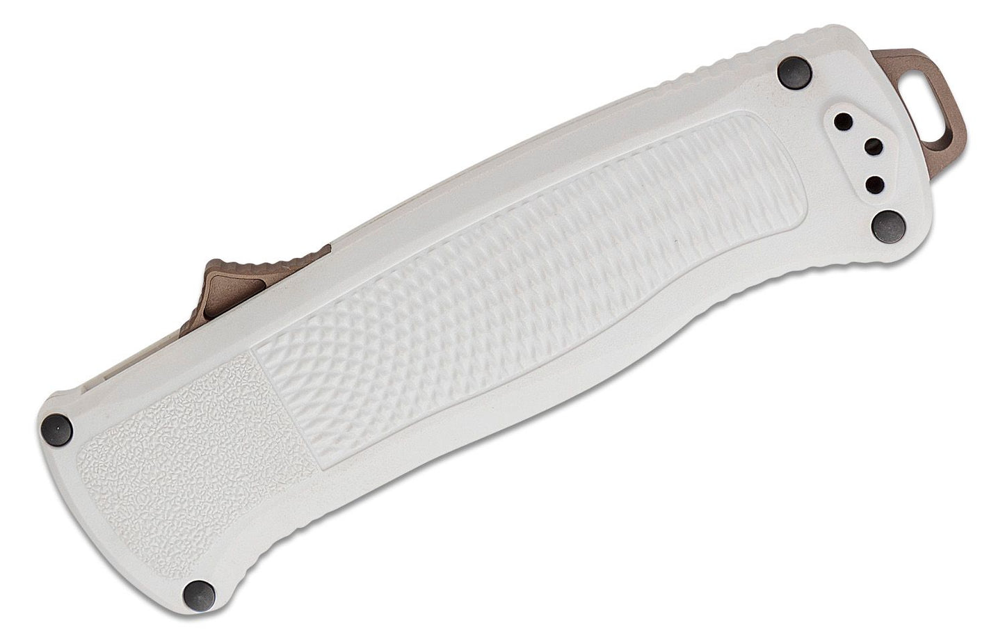 5370FE-02 Shootout OTF AUTO Knife 3.51" CPM-CruWear Flat Dark Earth Tanto Blade, Cool Gray Grivory Handles