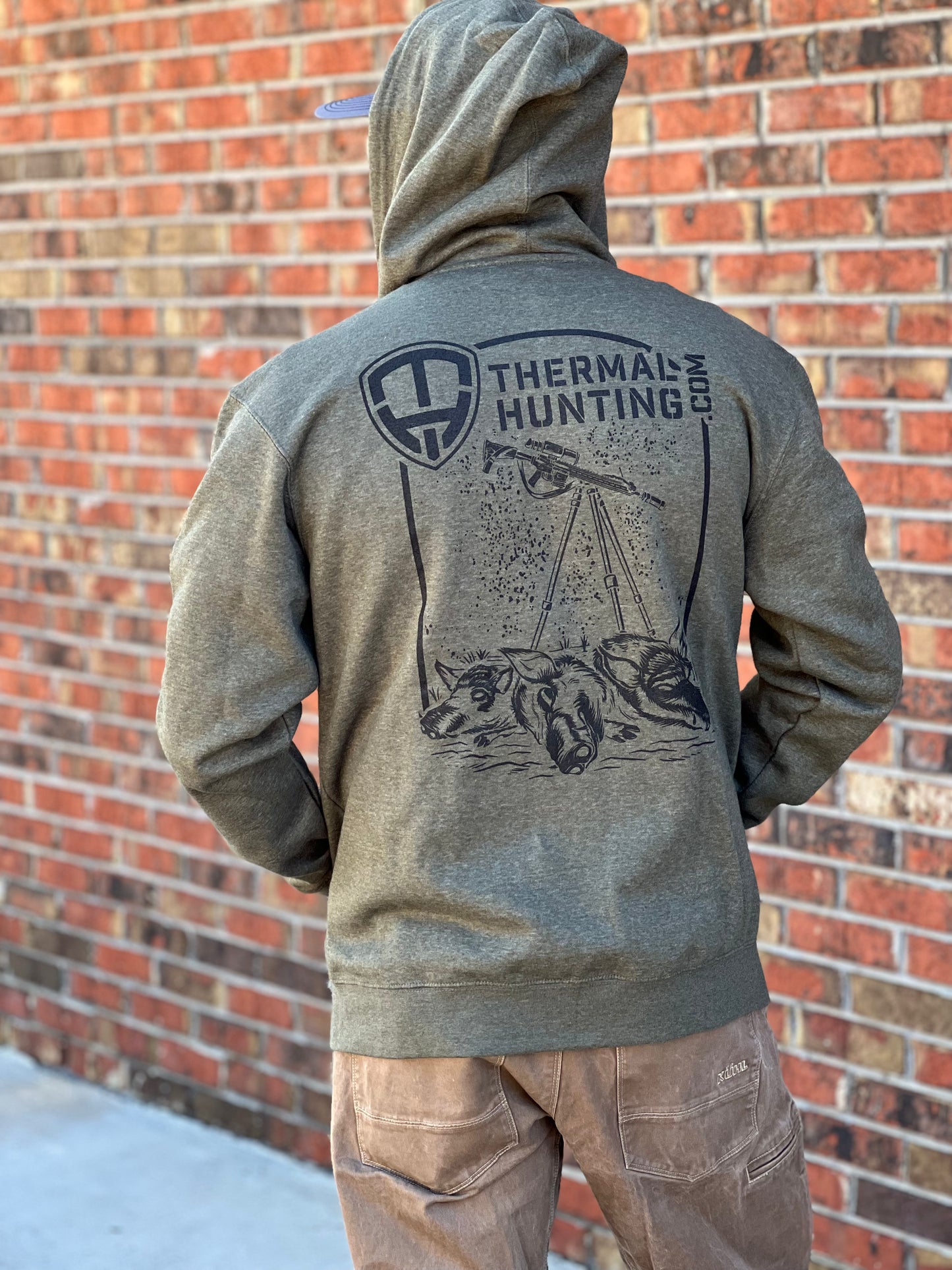 Hog Grave Fleece Full Zip Hoodie - Military Green Frost