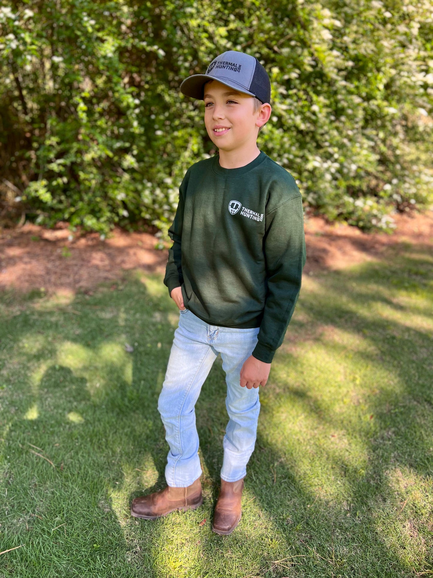 Youth Coyote Sweatshirt - Dark Green