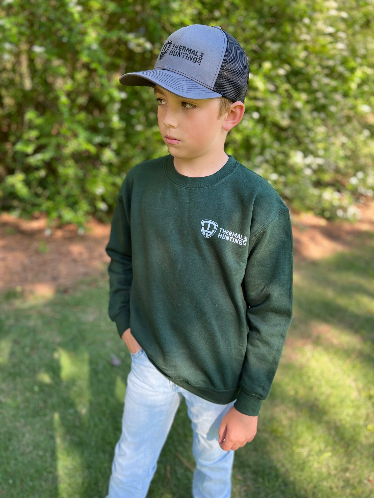 Youth Coyote Sweatshirt - Dark Green