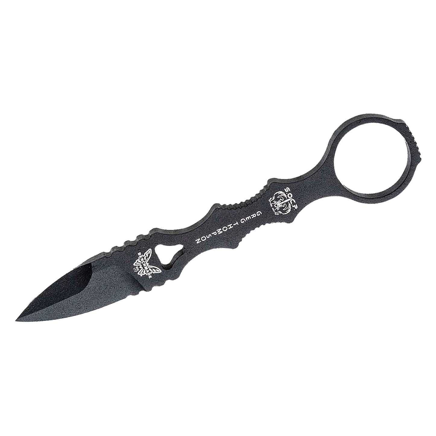 Mini SOCP Dagger 2.22" Black Spear Point Blade, Black Injection Molded Sheath - 177BK