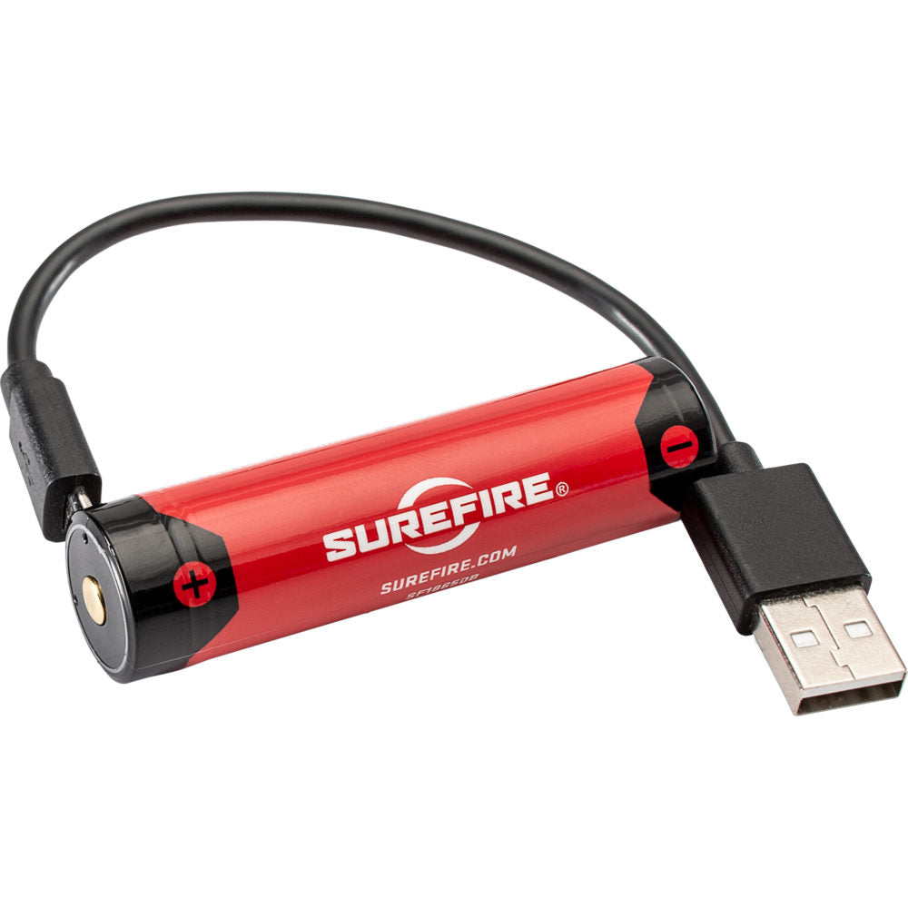 Surefire, CR18650 3.6v LI-Ion Battery, USB Charge Cable Included