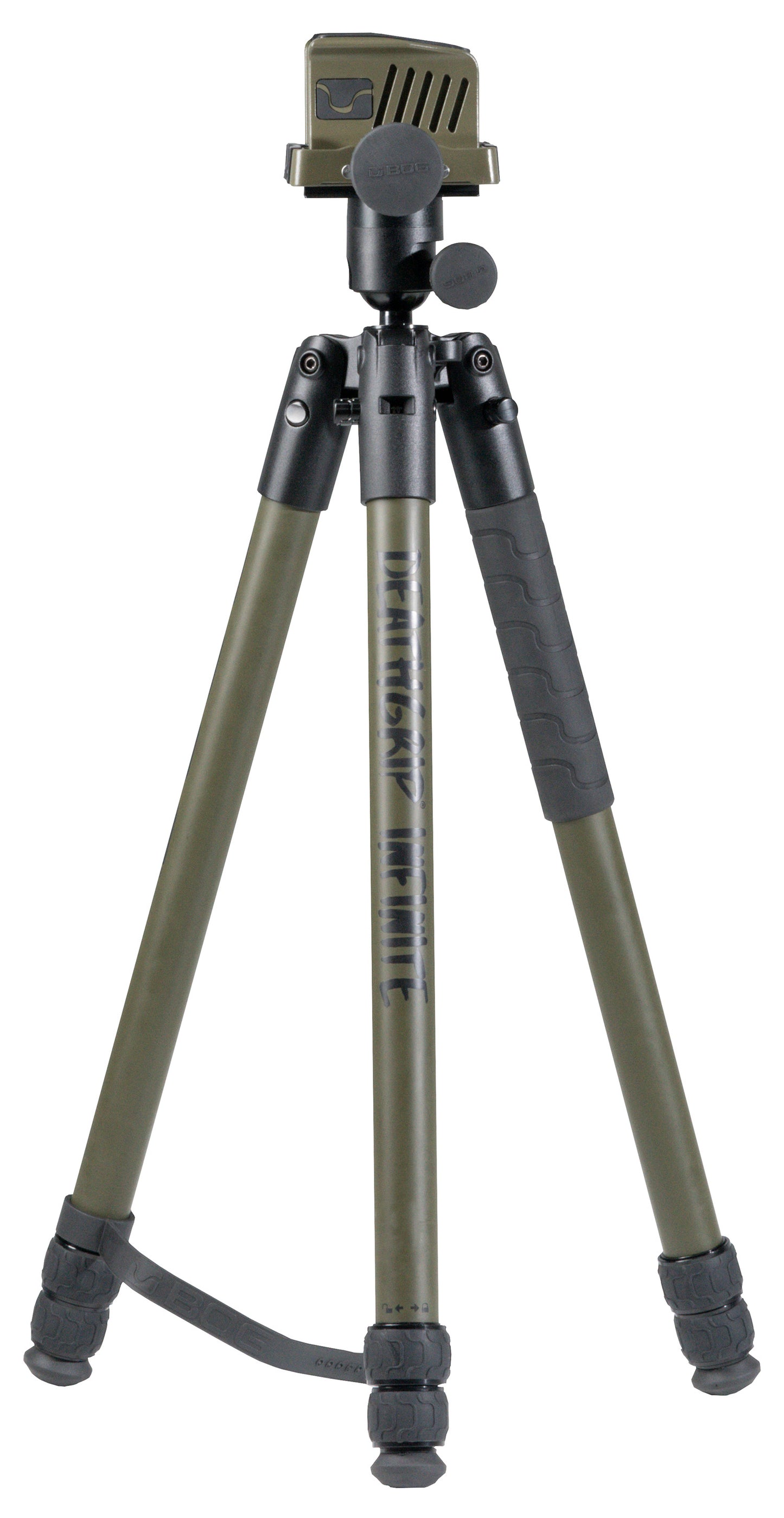 Bog-Pod 1159188 DeathGrip Infinite Tripod Black/OD Green Aluminum Rubber with Removeable Spike