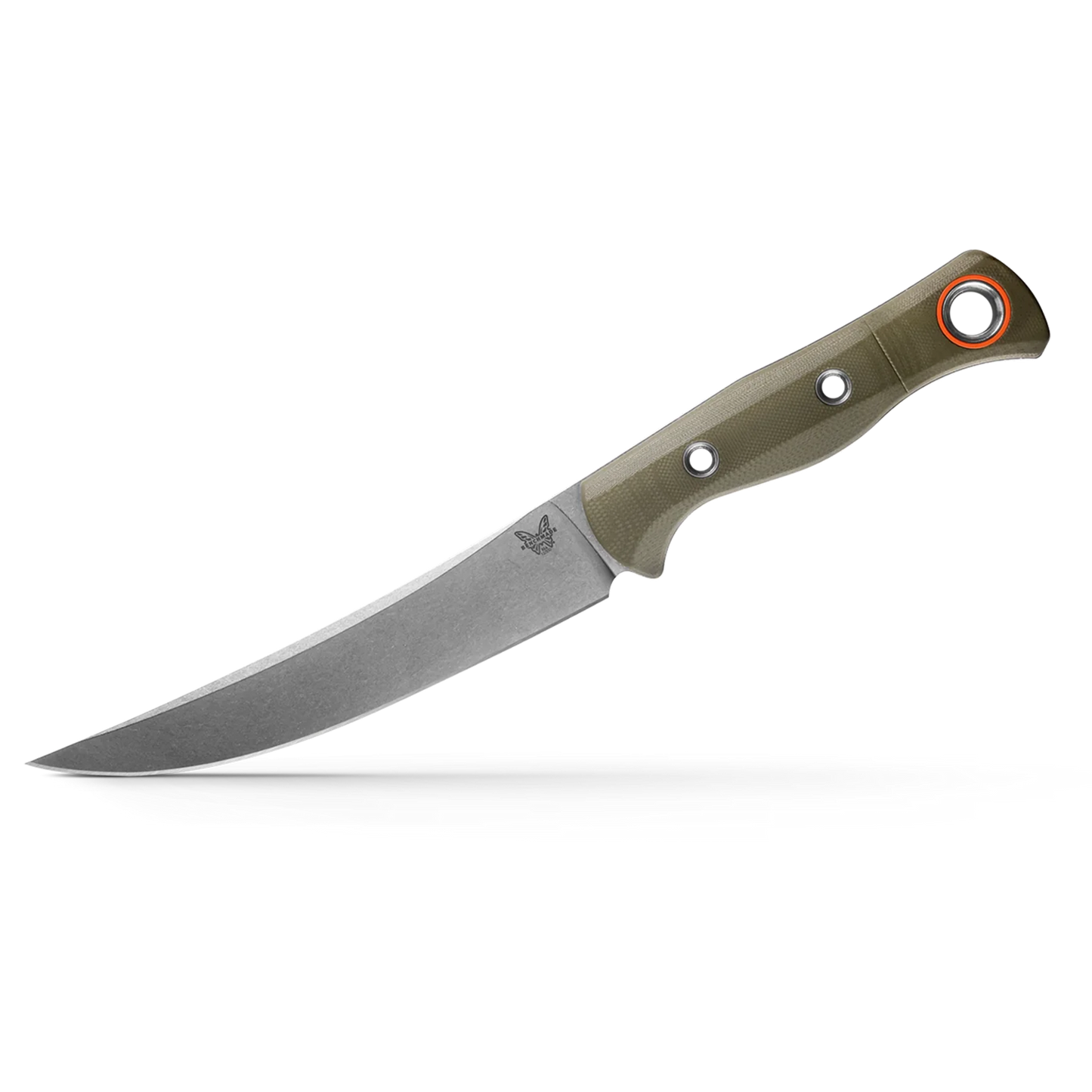 15500-3 Hunt Meatcrafter Fixed Blade Knife 6.08" CPM-S45VN Stonewashed Trailing Point, OD Green G10 Handles, Boltaron Sheath