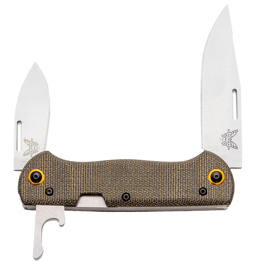 317-1 Weekender 2-Blade Slipjoint Folding Knife 2.97" Satin S30V Clip Point and Drop Point Blades, Green Canvas Micarta Handles