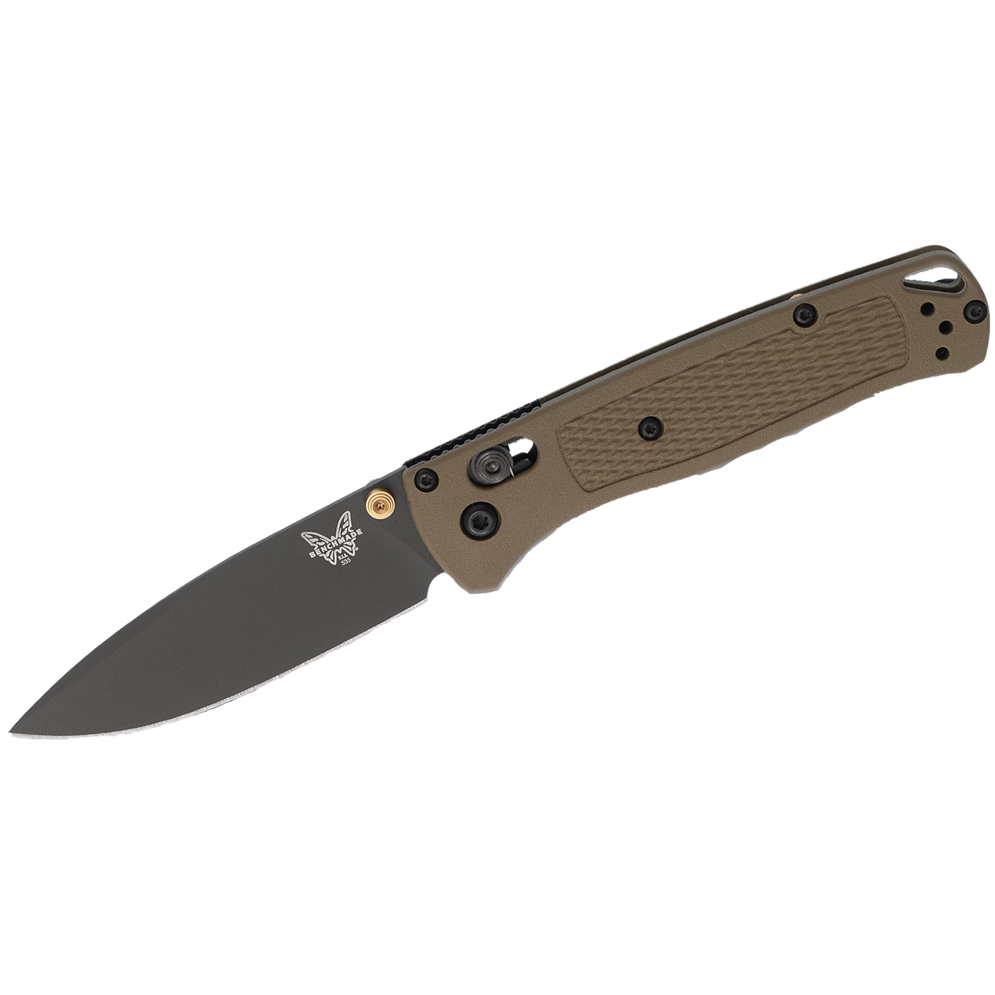 535GRY-1 Bugout AXIS Folding Knife 3.24" S30V Smoked Gray Plain Blade, Ranger Green Grivory Handles