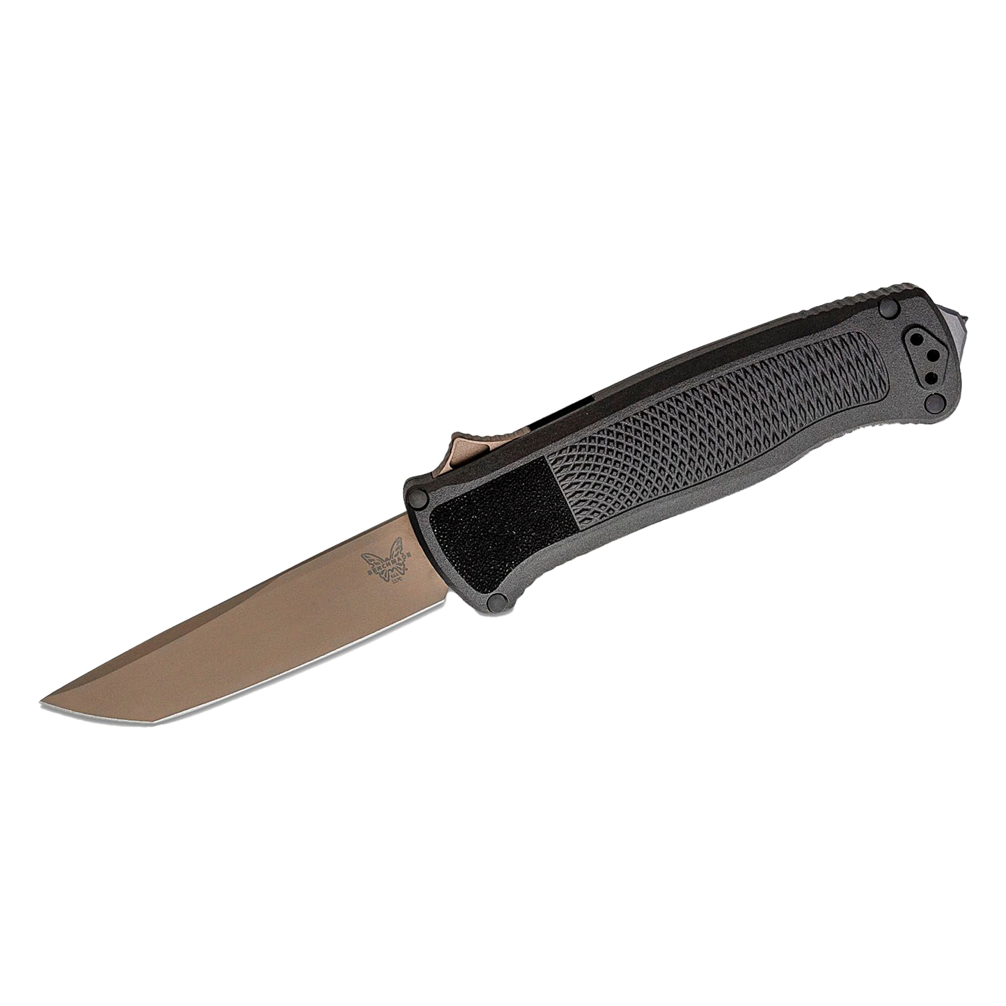 5370FE Shootout OTF AUTO Knife 3.51" CPM-CruWear Flat Earth Tanto Blade, Black CF-Elite Handles