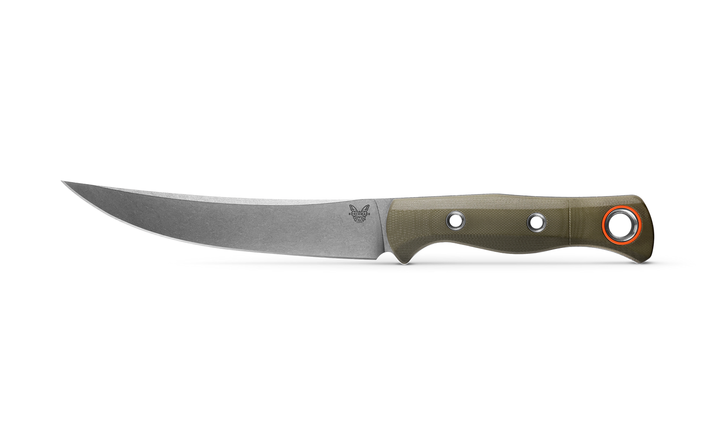 15500-3 Hunt Meatcrafter Fixed Blade Knife 6.08" CPM-S45VN Stonewashed Trailing Point, OD Green G10 Handles, Boltaron Sheath