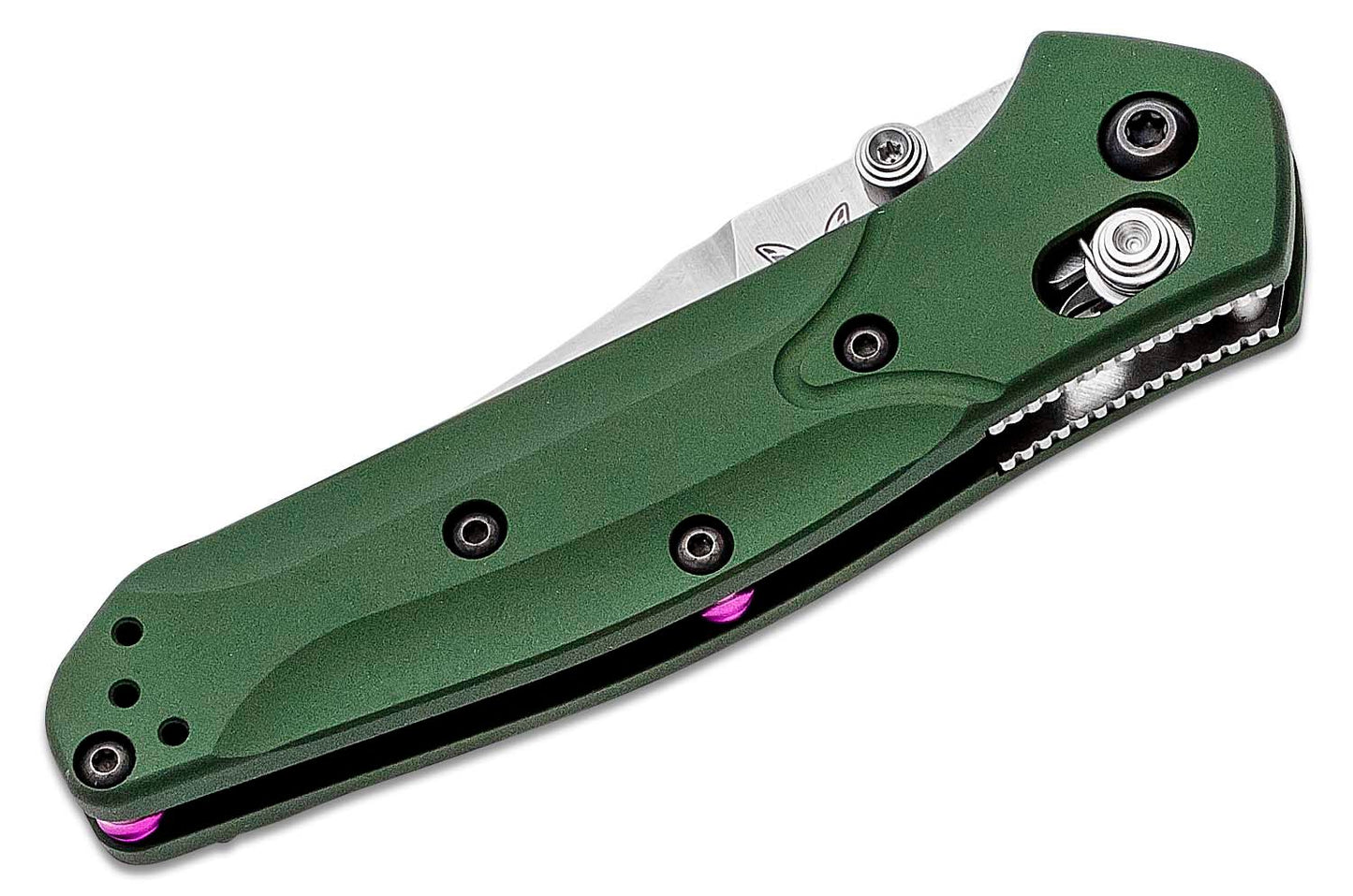 945 Mini Osborne Folding Knife 2.92" S30V Satin Plain Blade, Green Aluminum Handles