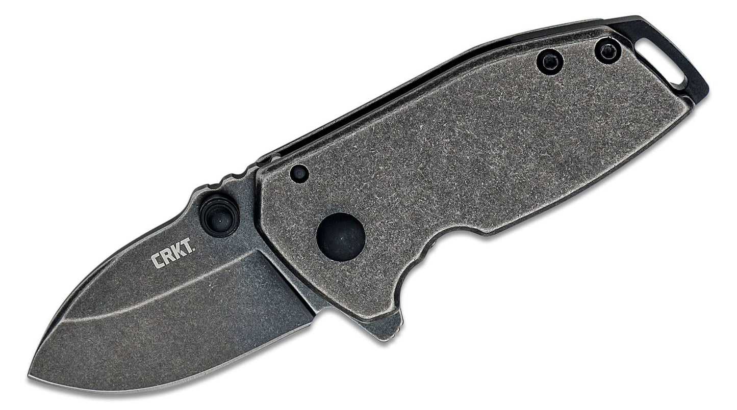 Columbia River CRKT 2485K Lucas Burnley Squid Compact Assisted Flipper Knife 1.75" Black Stonewashed Drop Point Blade, Black Stainless Steel Handles
