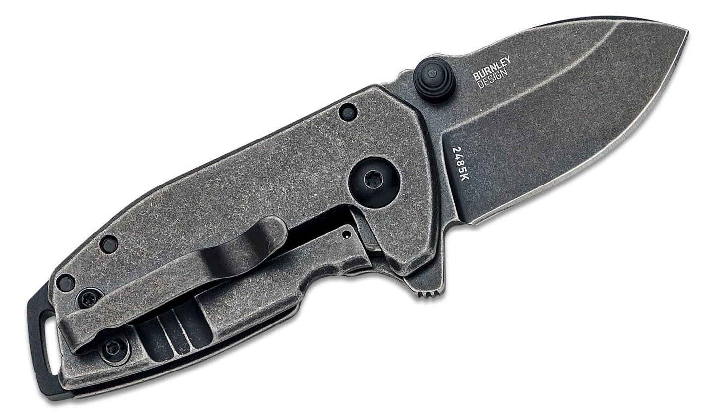 Columbia River CRKT 2485K Lucas Burnley Squid Compact Assisted Flipper Knife 1.75" Black Stonewashed Drop Point Blade, Black Stainless Steel Handles