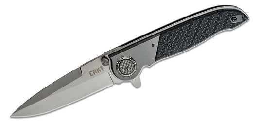 Columbia River CRKT Kit Carson M40-03 Folding Knife 3.453" 1.4116 Spear Point Plain Blade, Black GRN Handles with Aluminum Bolsters