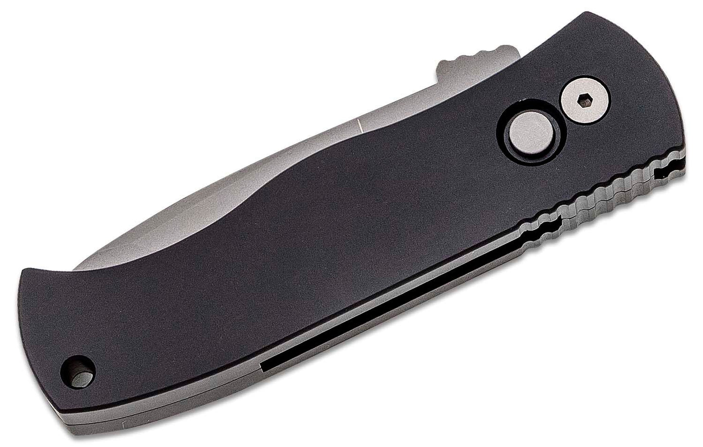 E7T01 Emerson CQC7 AUTO Folding Knife 3.25" 154CM Bead Blasted Plain Blade, Black Aluminum Handles