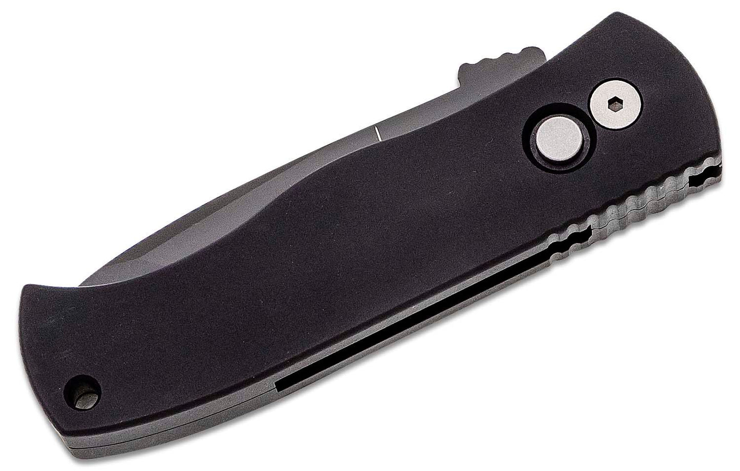 E7T03 Emerson CQC7 AUTO Folding Knife 3.25" 154CM Black DLC Plain Blade, Black Aluminum Handles