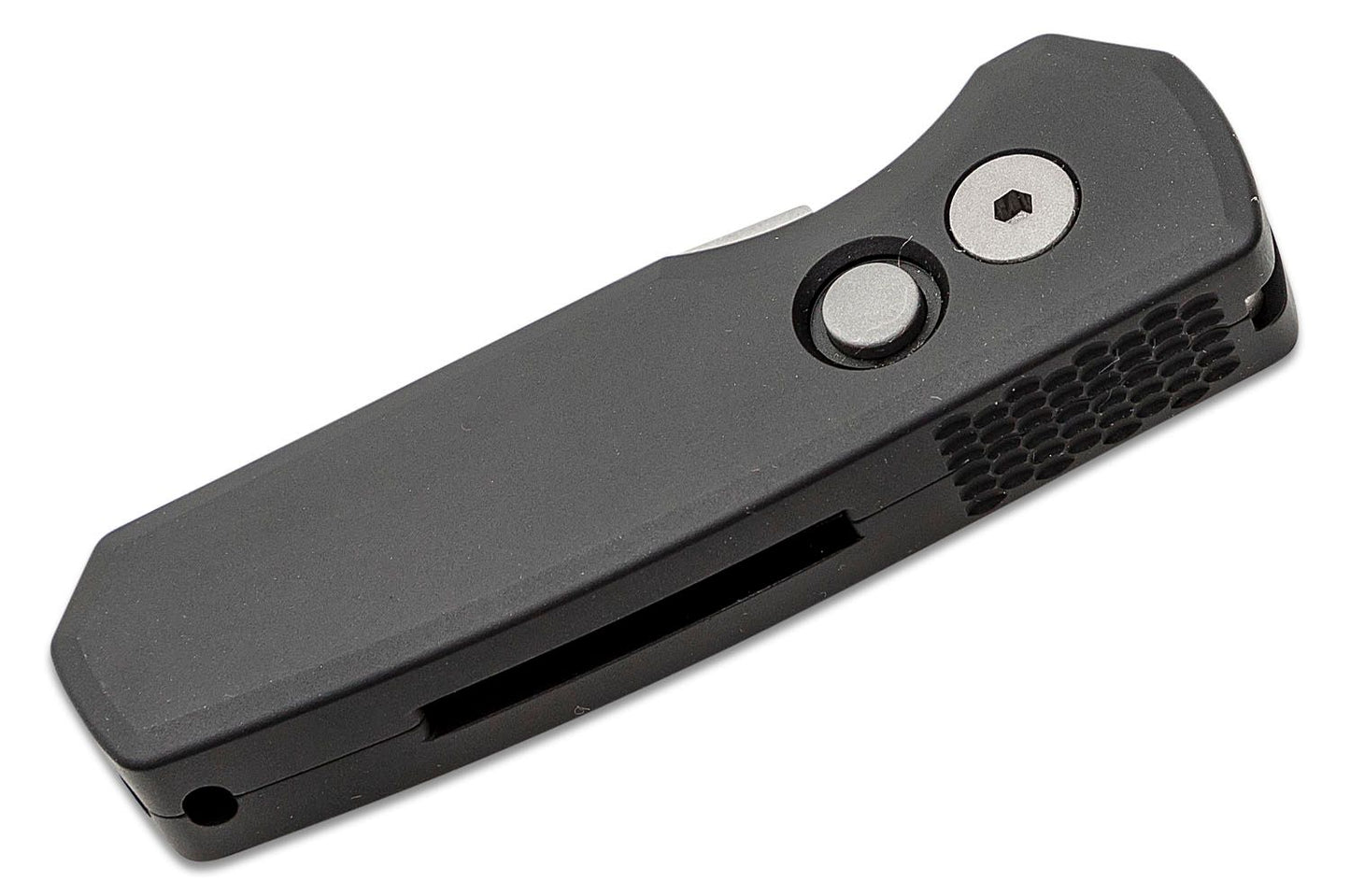 R5301 Runt 5 AUTO Folding Knife 1.94" CPM-MagnaCut Stonewashed Wharncliffe Blade, Black Aluminum Handles