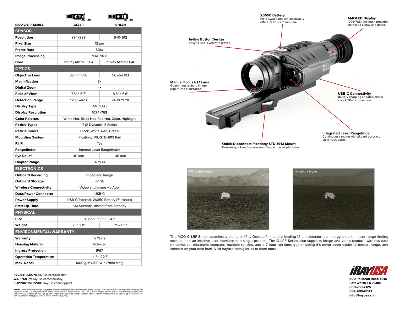 RICO G-LRF 640 3X 50mm Thermal Weapon Sight GH50R